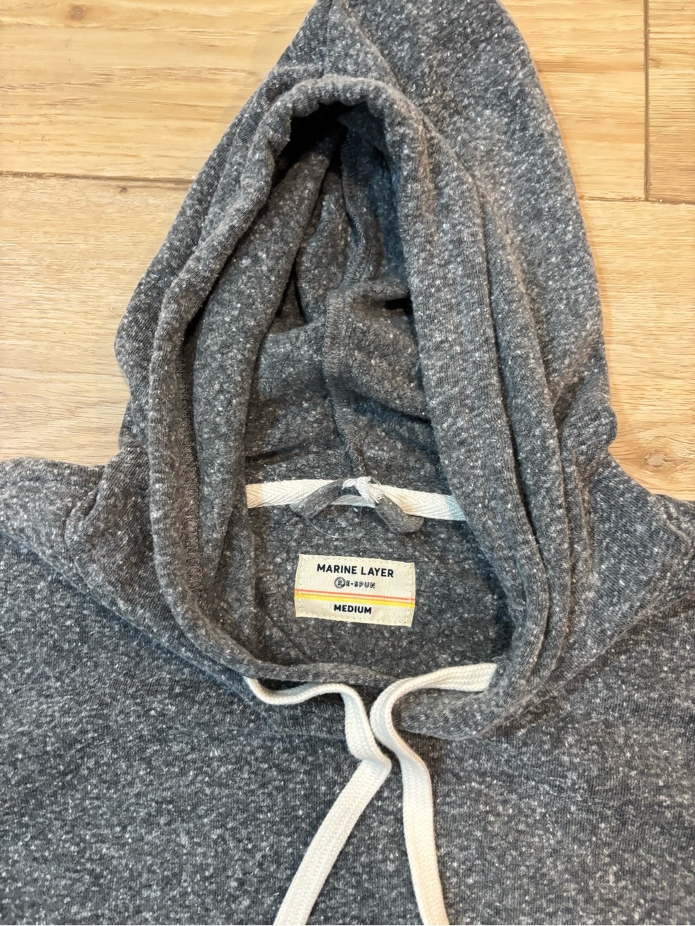 Marine Layer Heather Grey Contrast Sleeve Hoodie soft medium m - Picture 4 of 9